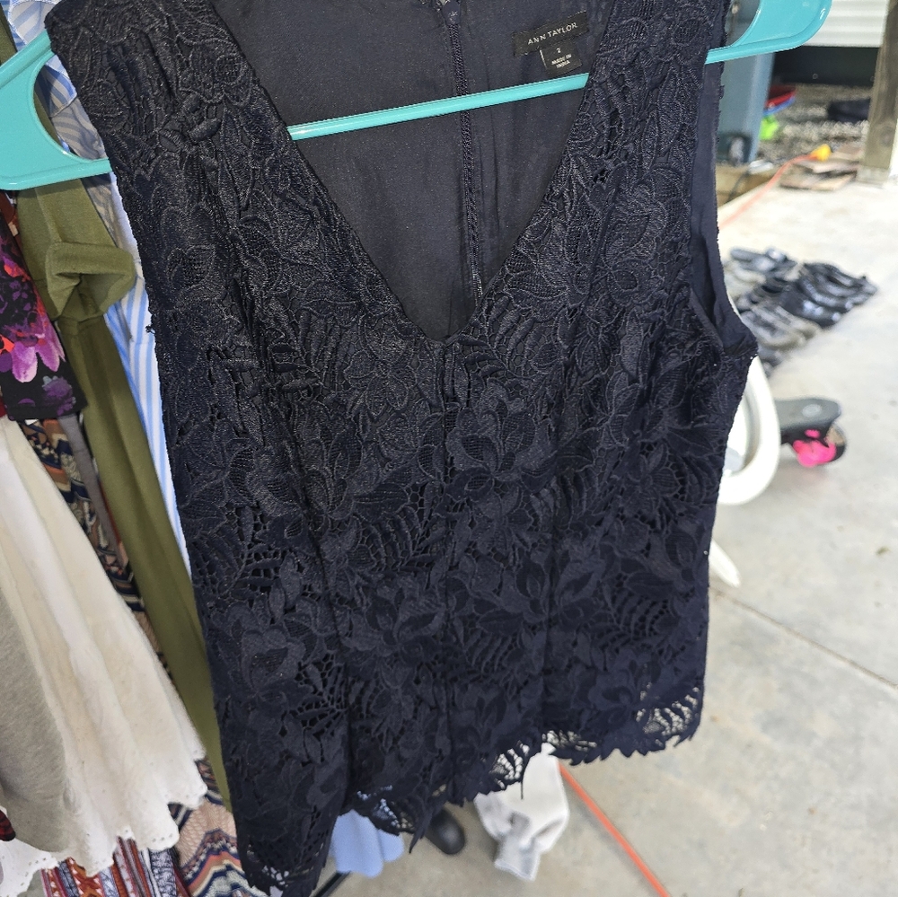 Ann Taylor Black Lace Sleeveless Blouse